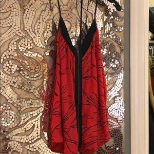 Front zipper red tank